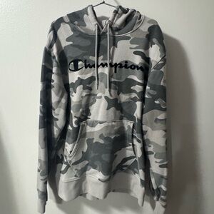 Men’s Champion Gray Camouflage Hoodie Size Medium
